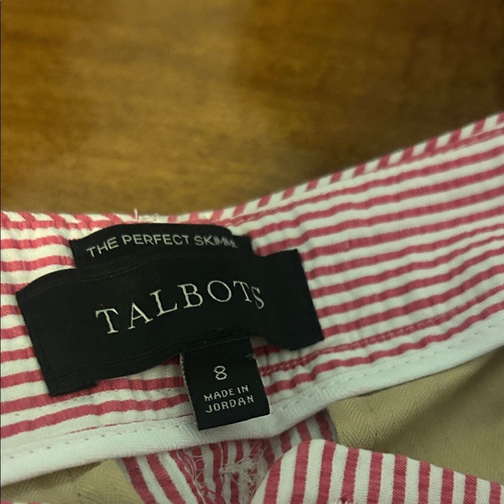 Talbots Pink and White Striped Skimmer Pants size 8  A - Picture 8 of 10